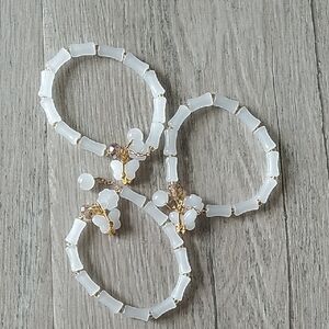 Elegant White Beaded Bracelet Set